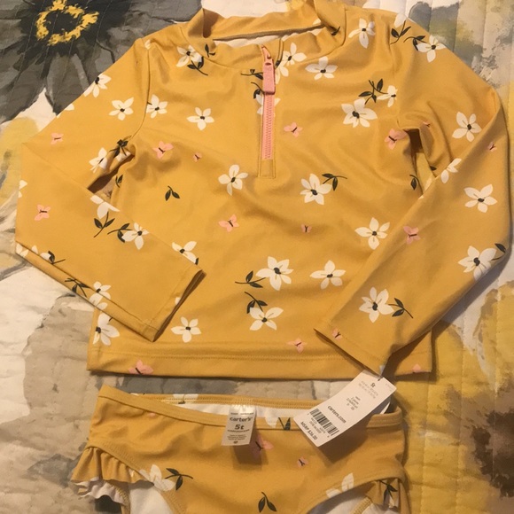 Floral Yellow 2-Piece Rashguard Set - Picture 3 of 7